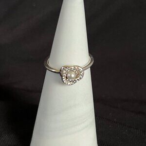 Pandora Luminous Knot Ring 925 Silver • Size 5.5 • CZ & Pearl with original box
